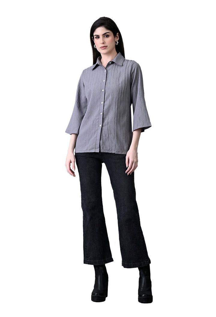 Myshka Women's Grey Pleated Top