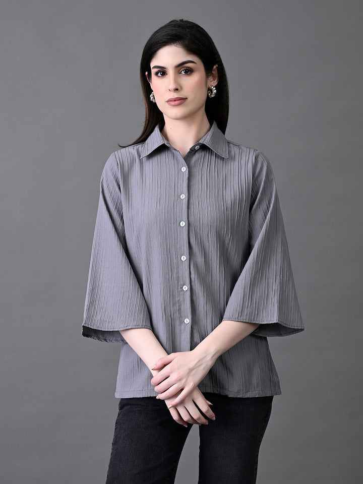 Myshka Women's Grey Pleated Top