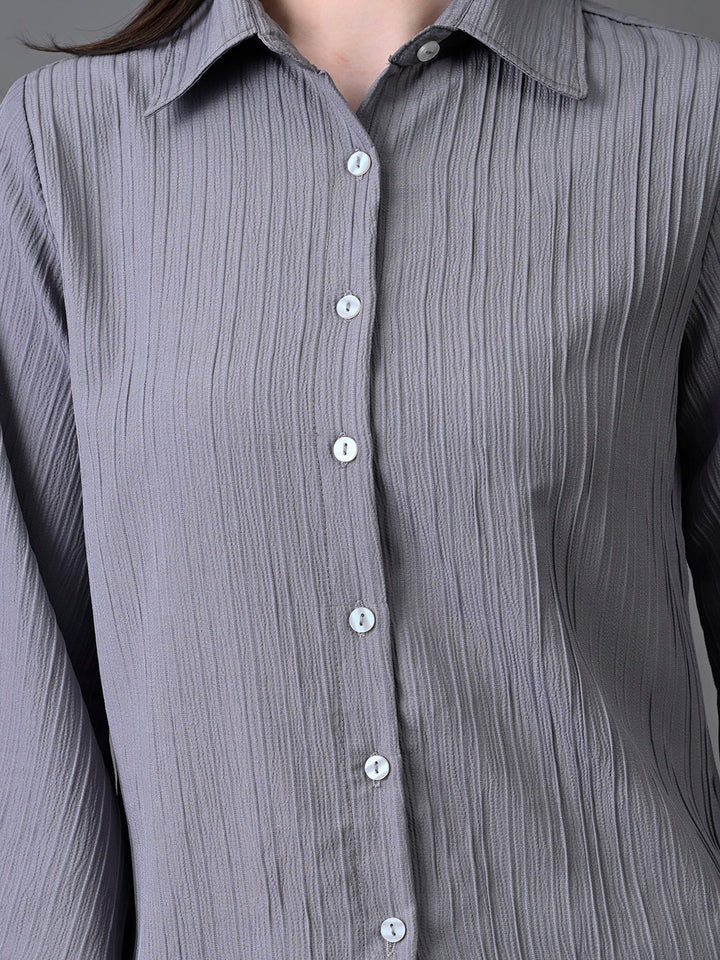 Myshka Women's Grey Pleated Top