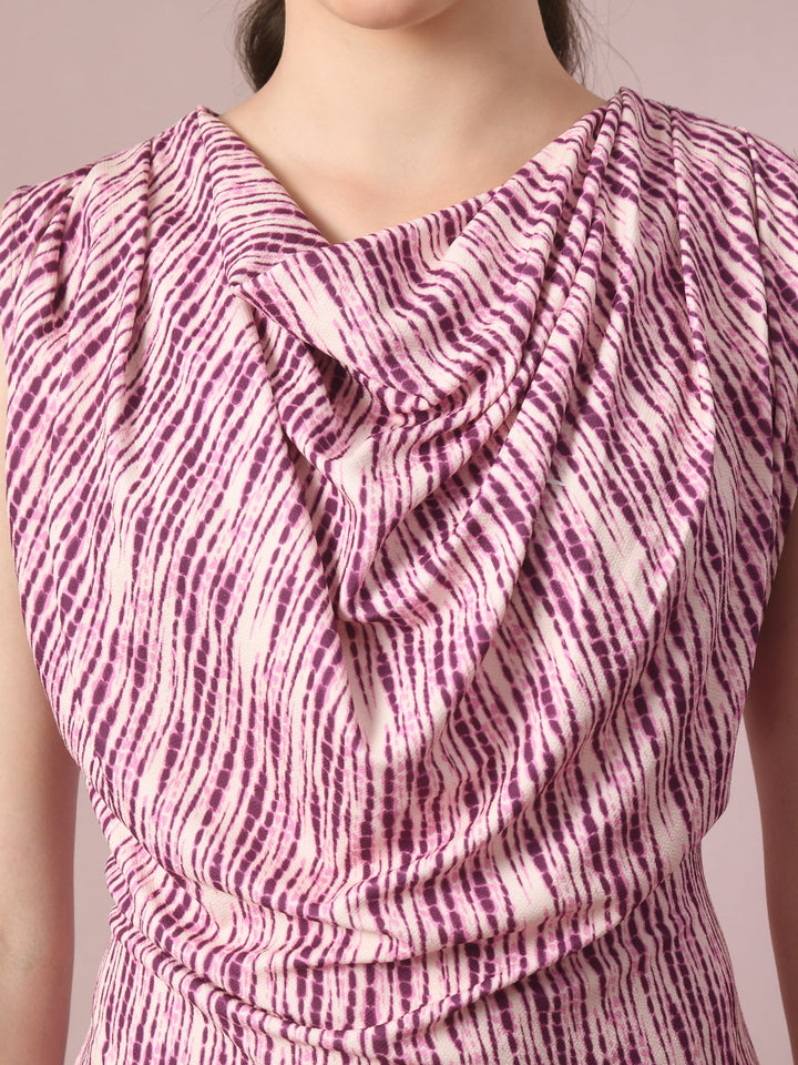 Women's  Multi Printed Cowl Neck Bodycon Party Dress  - Myshka