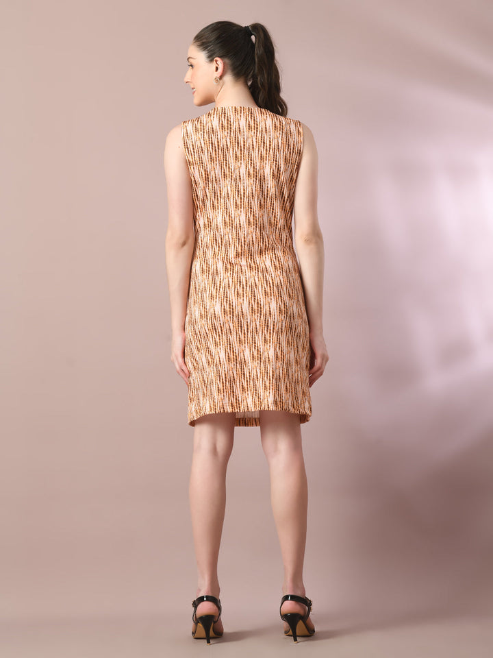 Women's  Multi Printed Cowl Neck Bodycon Party Dress  - Myshka