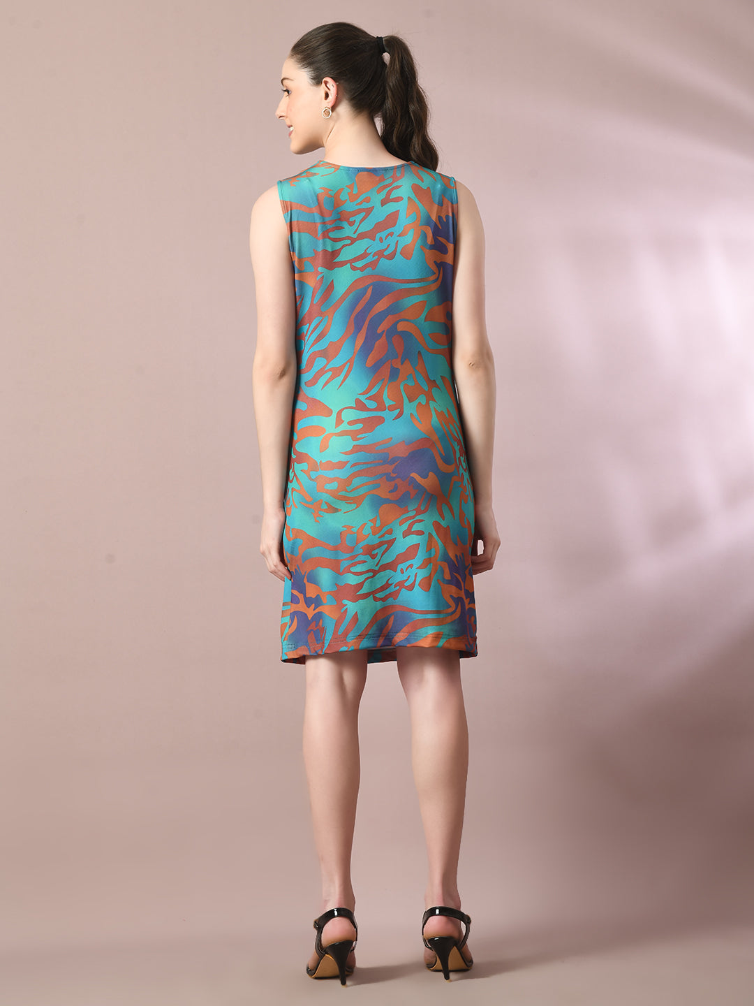 Women's  Multi Printed Cowl Neck Bodycon Party Dress  - Myshka