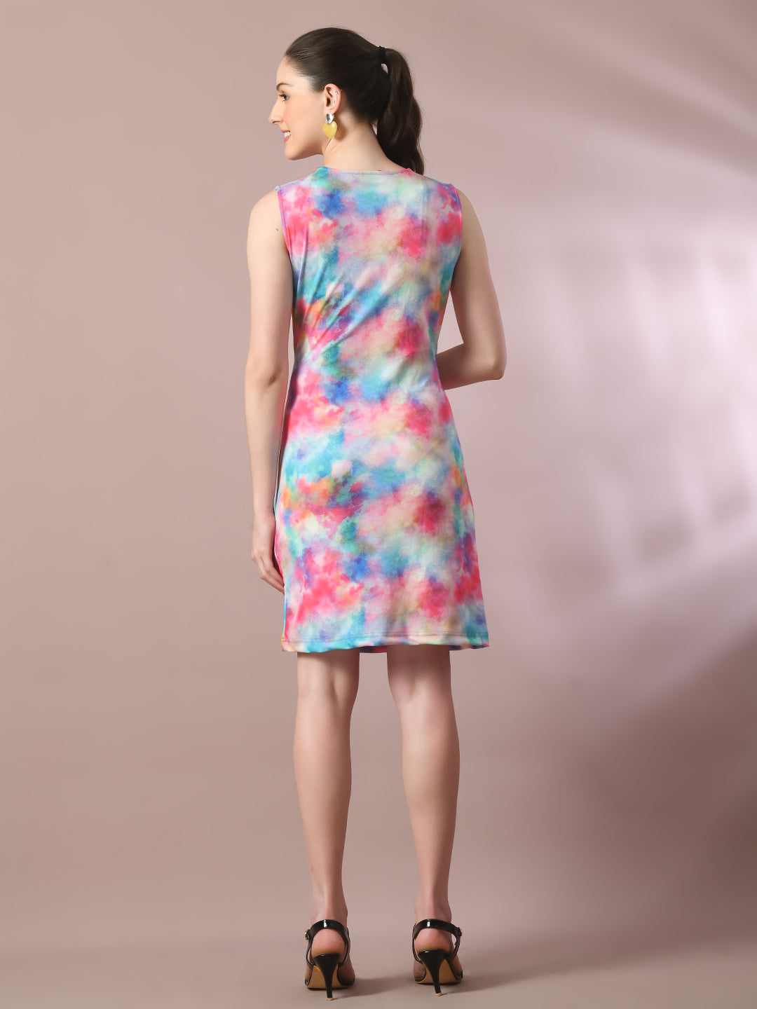 Women's  Multi Printed Cowl Neck Bodycon Party Dress  - Myshka