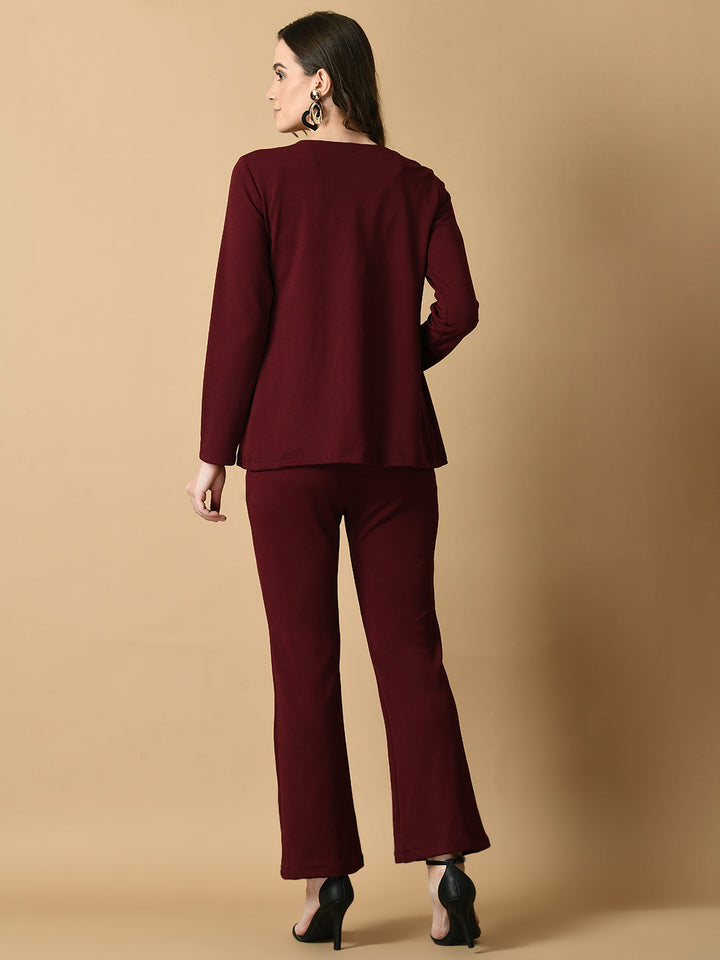Women's Magenta Solid Jacket  Myshka