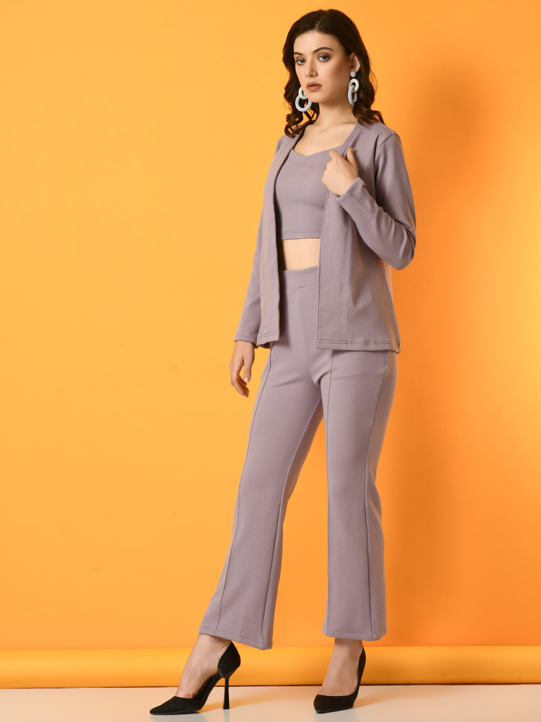 Women's Lavender Solid Jacket  Myshka