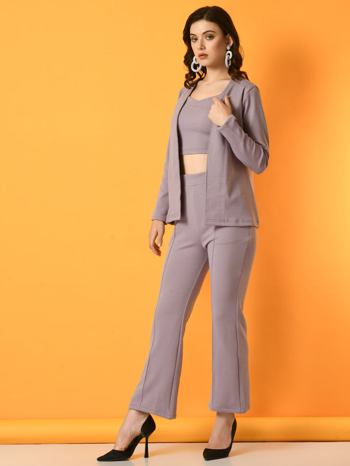 Women's Lavender Solid Jacket  Myshka