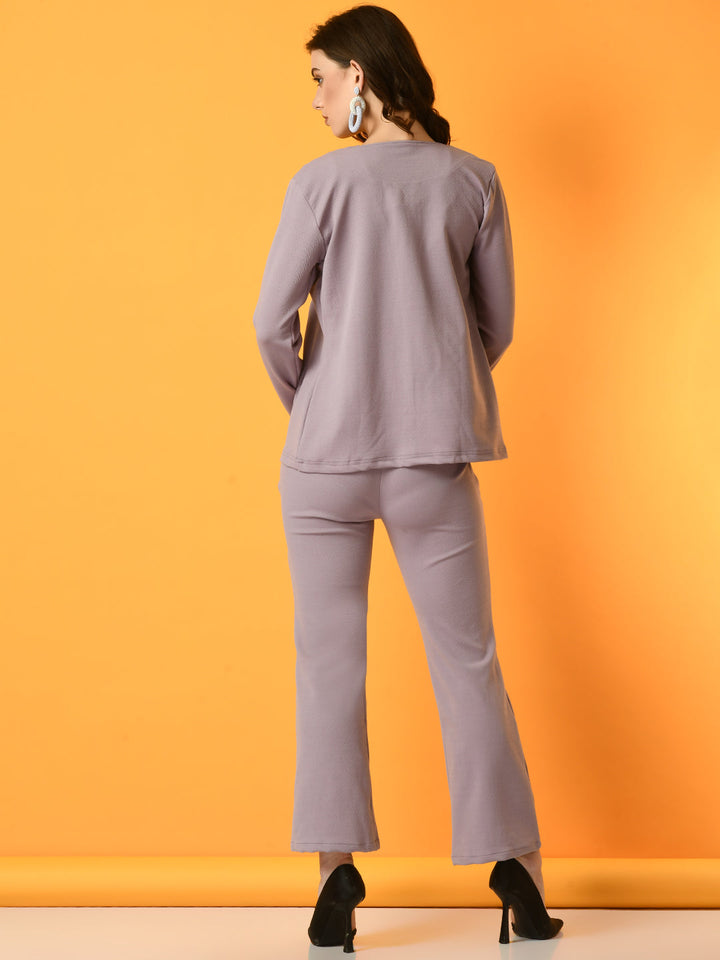 Women's Lavender Solid Jacket  Myshka