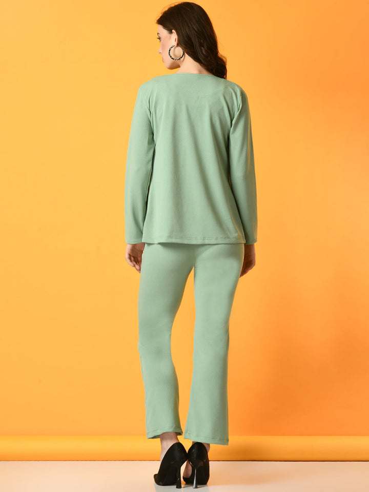 Women's Green Solid Jacket  Myshka