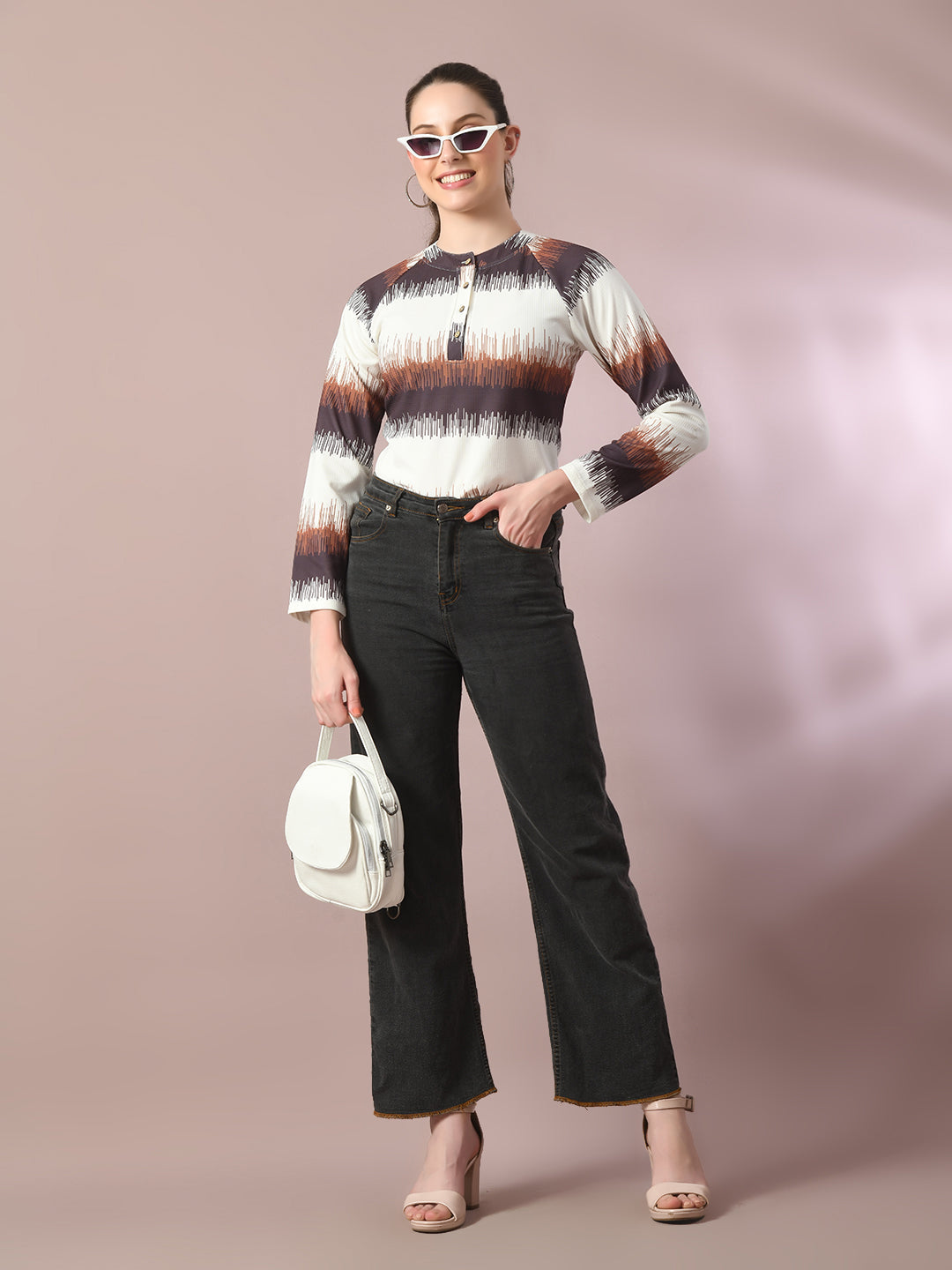 Women's  Multi Embellished Raglan Sleeve Party Top  - Myshka
