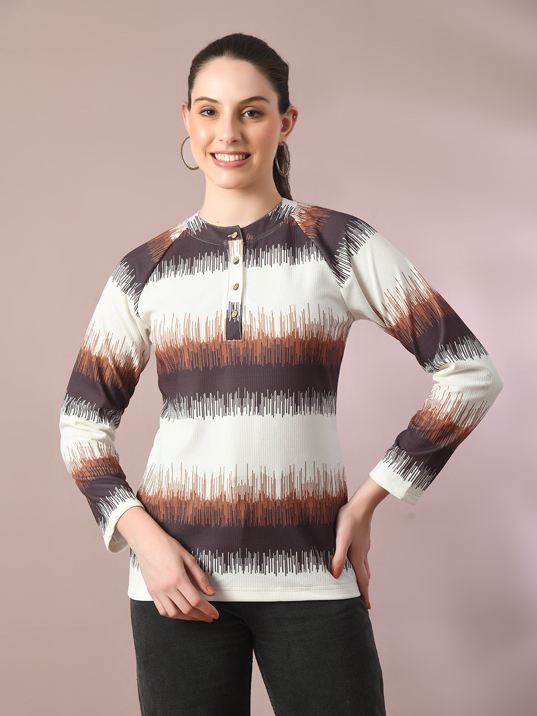 Women's  Multi Embellished Raglan Sleeve Party Top  - Myshka