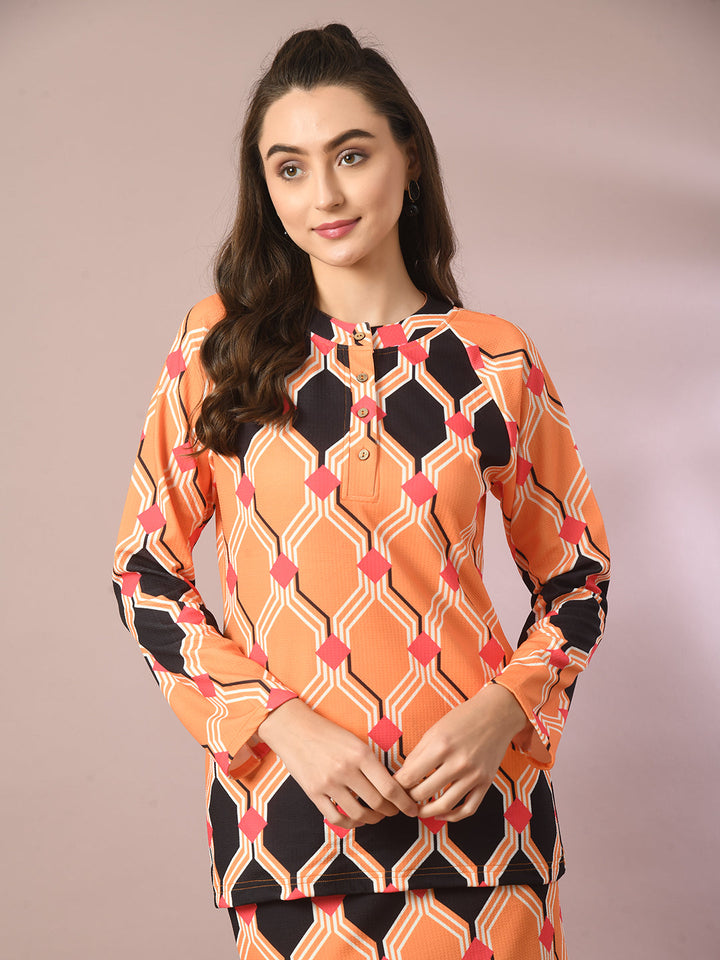 Women's  Multi Embellished Raglan Sleeve Party Top  - Myshka