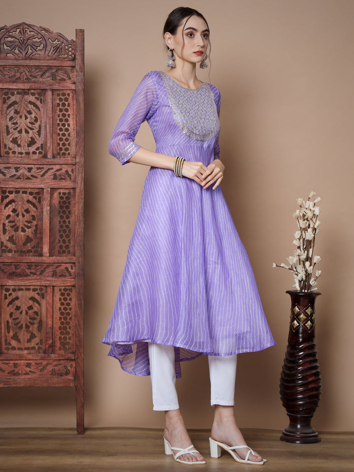 Women's Purple Anarkali Kurta Myshka