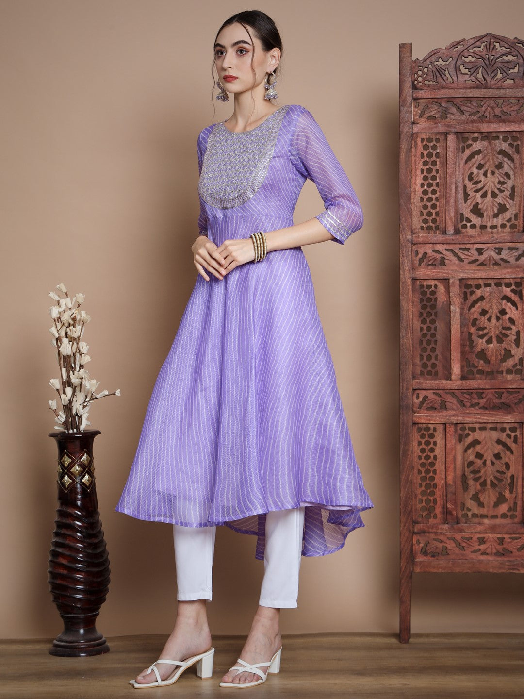 Women's Purple Anarkali Kurta Myshka